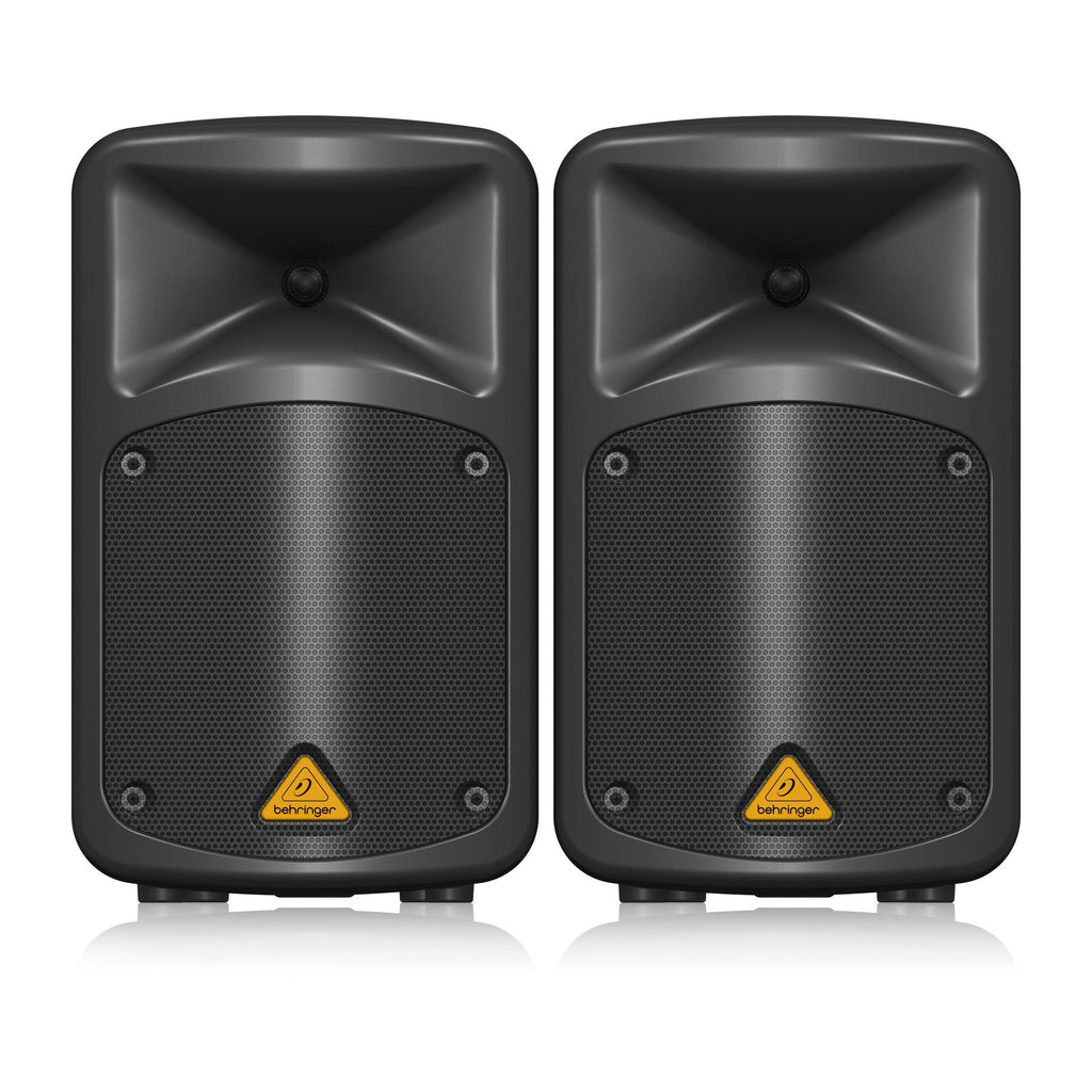 Behringer Europort EPS500MP3 compact powered speaker with built-in controls and connectivity ports, ideal for portable sound systems.