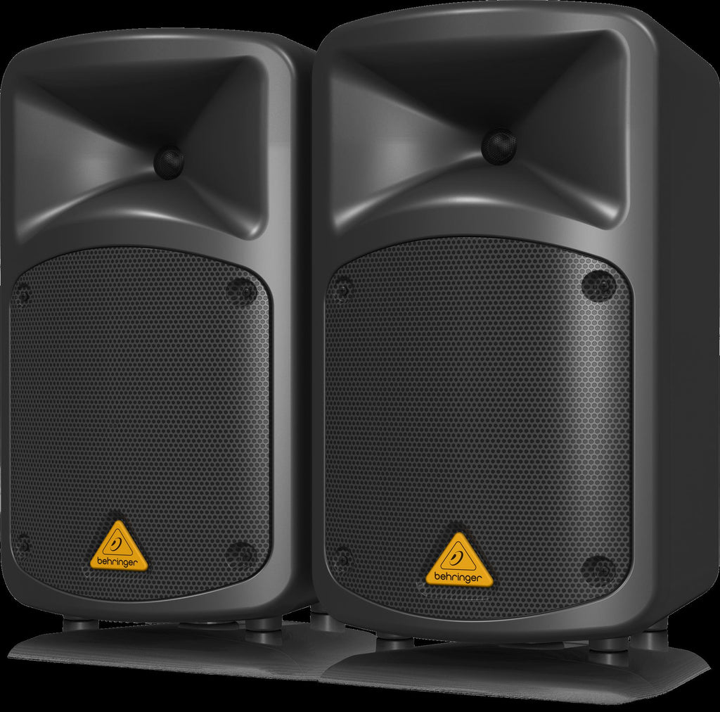 Behringer Europort EPS500MP3 compact powered PA speaker with control panel and built-in handle for portable sound reinforcement.