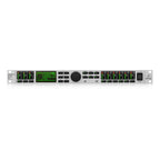 Behringer Ultradrive Pro DCX2496 live outboard audio processor with control knobs and display screen.