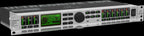 Behringer Ultradrive Pro DCX2496 live outboard audio processor with control knobs and display screen.