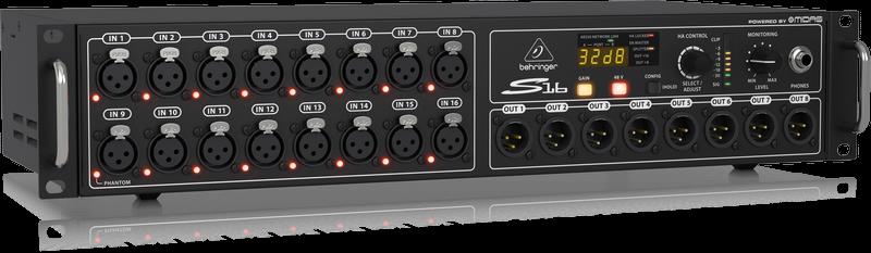 Behringer S16 Digital Snake Interface rackmount unit with input and output ports for PA system connections.