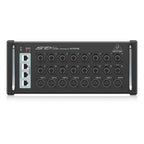 Behringer SD16 stage box interface with multiple input and output ports for PA system connections.