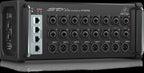 Behringer SD16 stage box interface with multiple input and output ports for professional PA and audio setup.