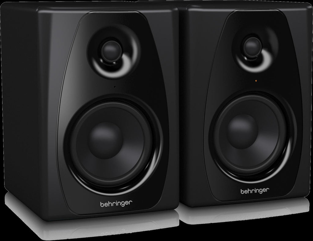 Pair of Behringer Studio 50USB 5-inch studio monitor speakers for professional audio mixing and sound playback.