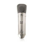 Behringer B2Pro condenser studio microphone with dual switches and metal grille for professional vocal and instrument recording.