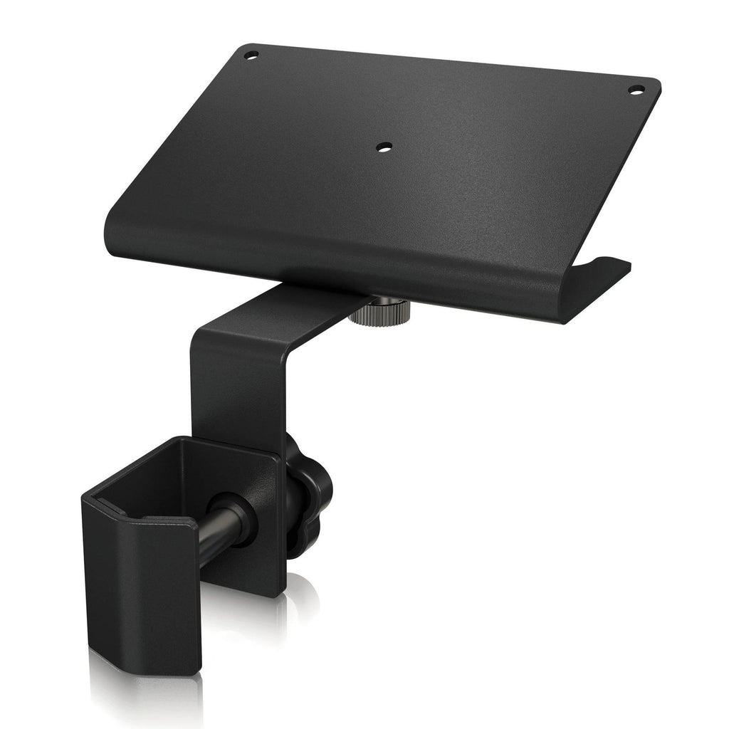 Behringer Powerplay 16 P16-MB bracket for stands and accessories, shown attached to audio equipment.