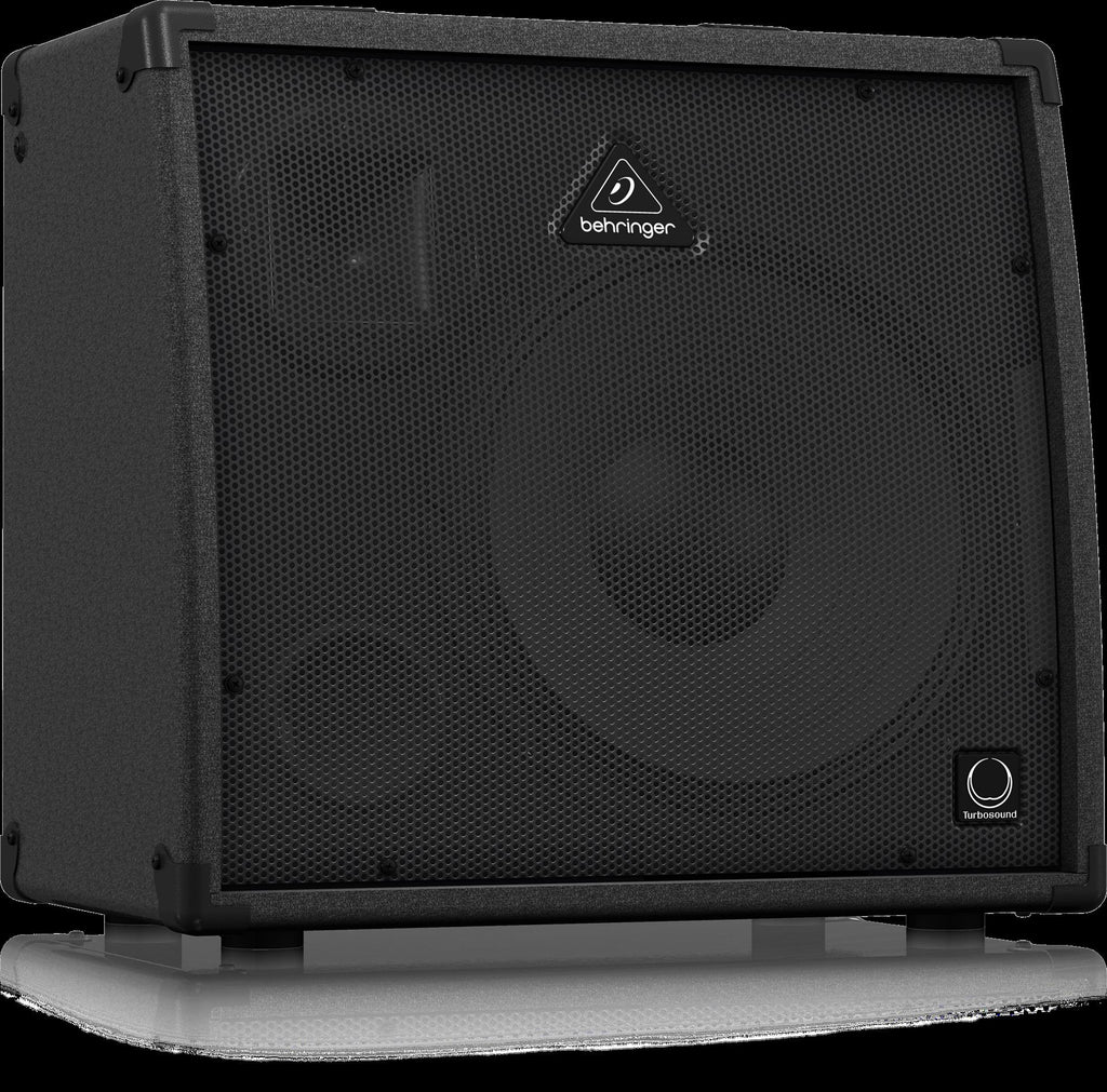 Behringer KXD12 Ultratone Keyboard Amp showcasing a sleek design and multiple input options for optimal sound performance.