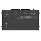 Behringer PS400 MicroPower ultra-compact phantom power supply for live outboard audio equipment with multiple input ports.