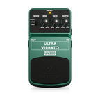 Behringer UV300 Ultra Vibrato effects pedal with controls and input/output jacks, used for guitar or keyboard effects.