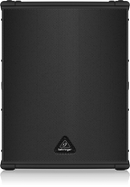 Behringer Eurolive B1500XP powered subwoofer with sturdy black enclosure and control panel, designed for professional sound systems.