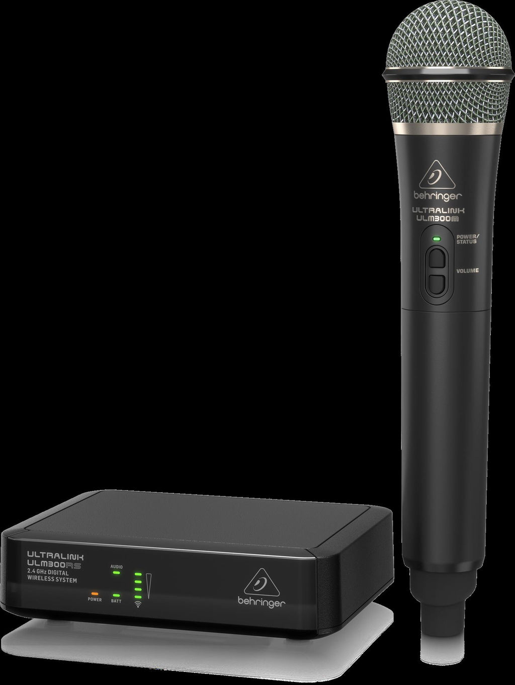 Behringer UltraLink ULM300MIC 2.4G wireless microphone system with handheld mic and receiver for clear audio transmission.