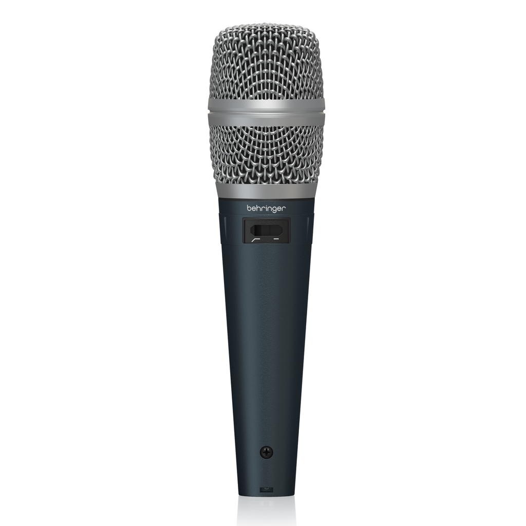Behringer SB78A condenser cardioid wired microphone with metal grille and XLR connector for live sound applications.