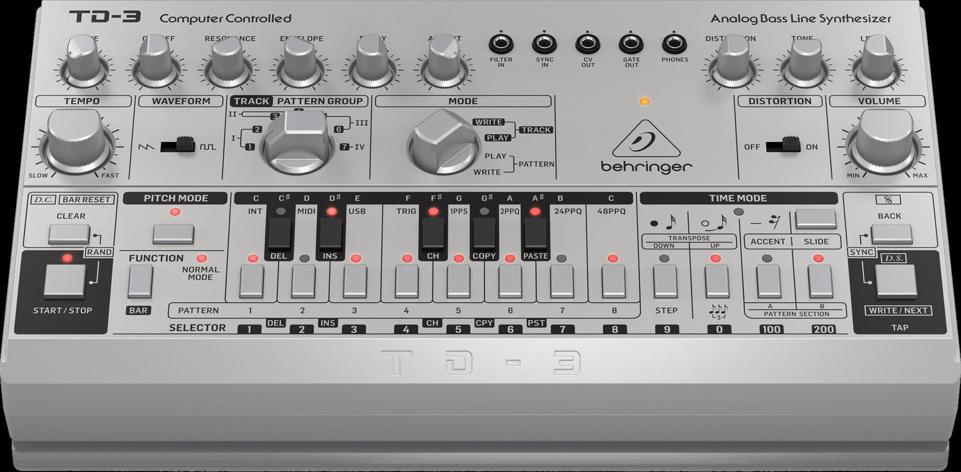 Behringer TD3-SR Analog Bass Line Synthesizer in Silver