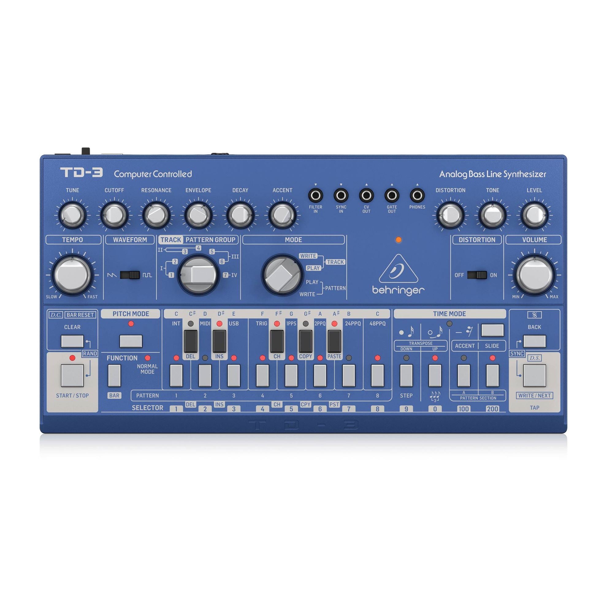 Behringer TD3-BU Analog Bass Line Synthesizer in Blue