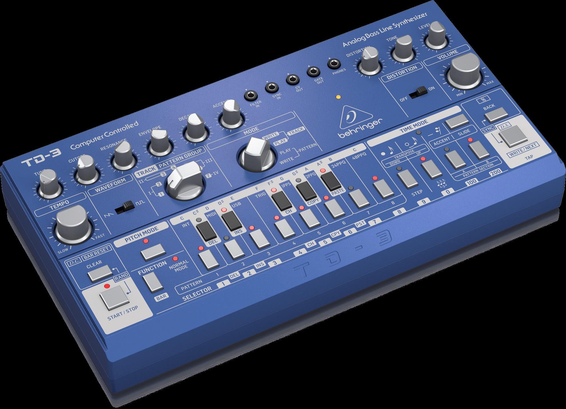 Behringer TD3-BU Analog Bass Line Synthesizer in Blue