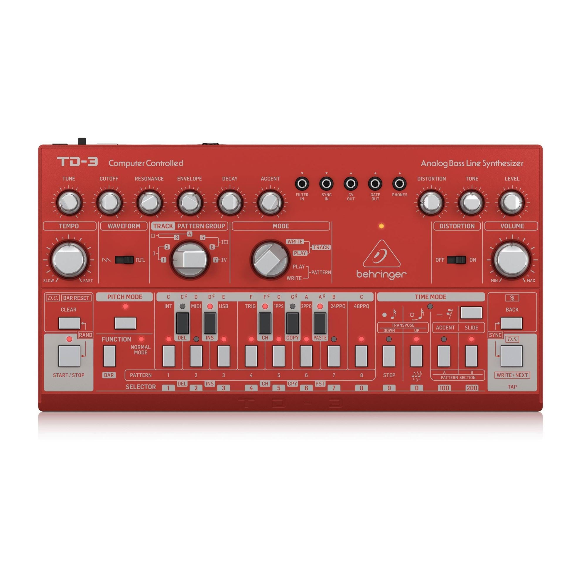 Behringer TD3-RD Analog Bass Line Synthesizer in Red