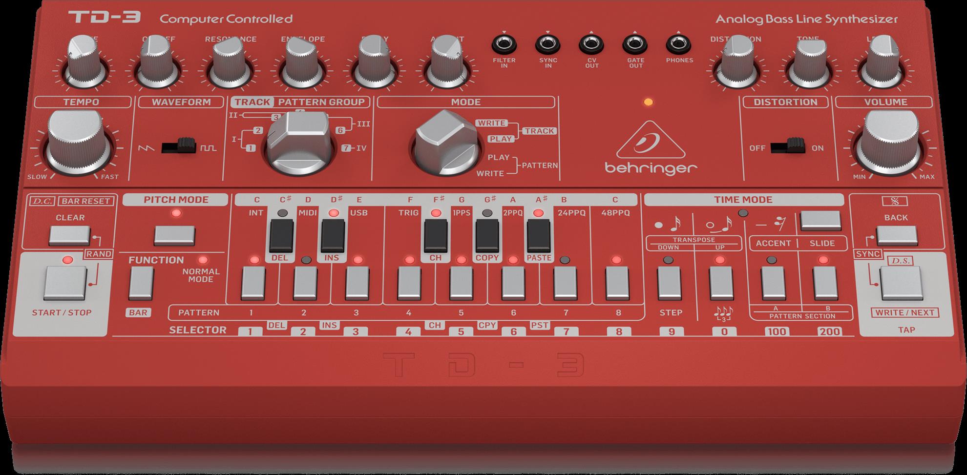 Behringer TD3-RD Analog Bass Line Synthesizer in Red