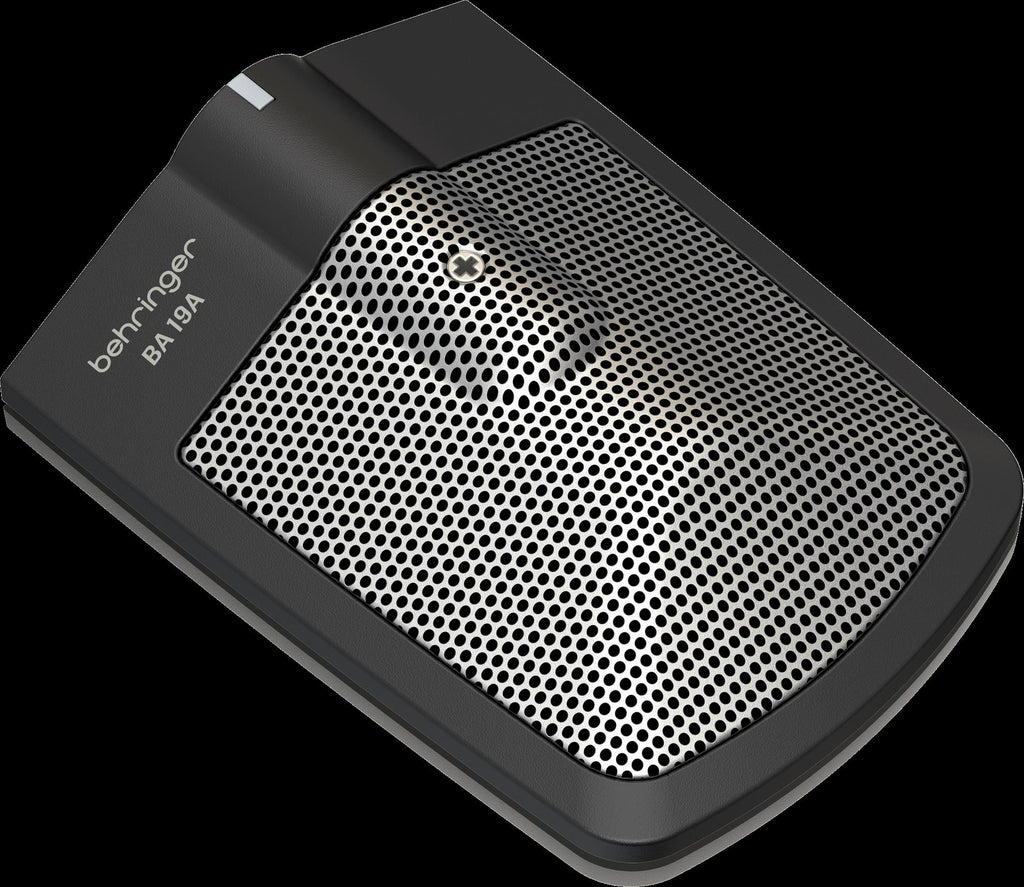 Behringer BA19A wired condenser boundary microphone on a flat surface, designed for live sound and speech pickup.