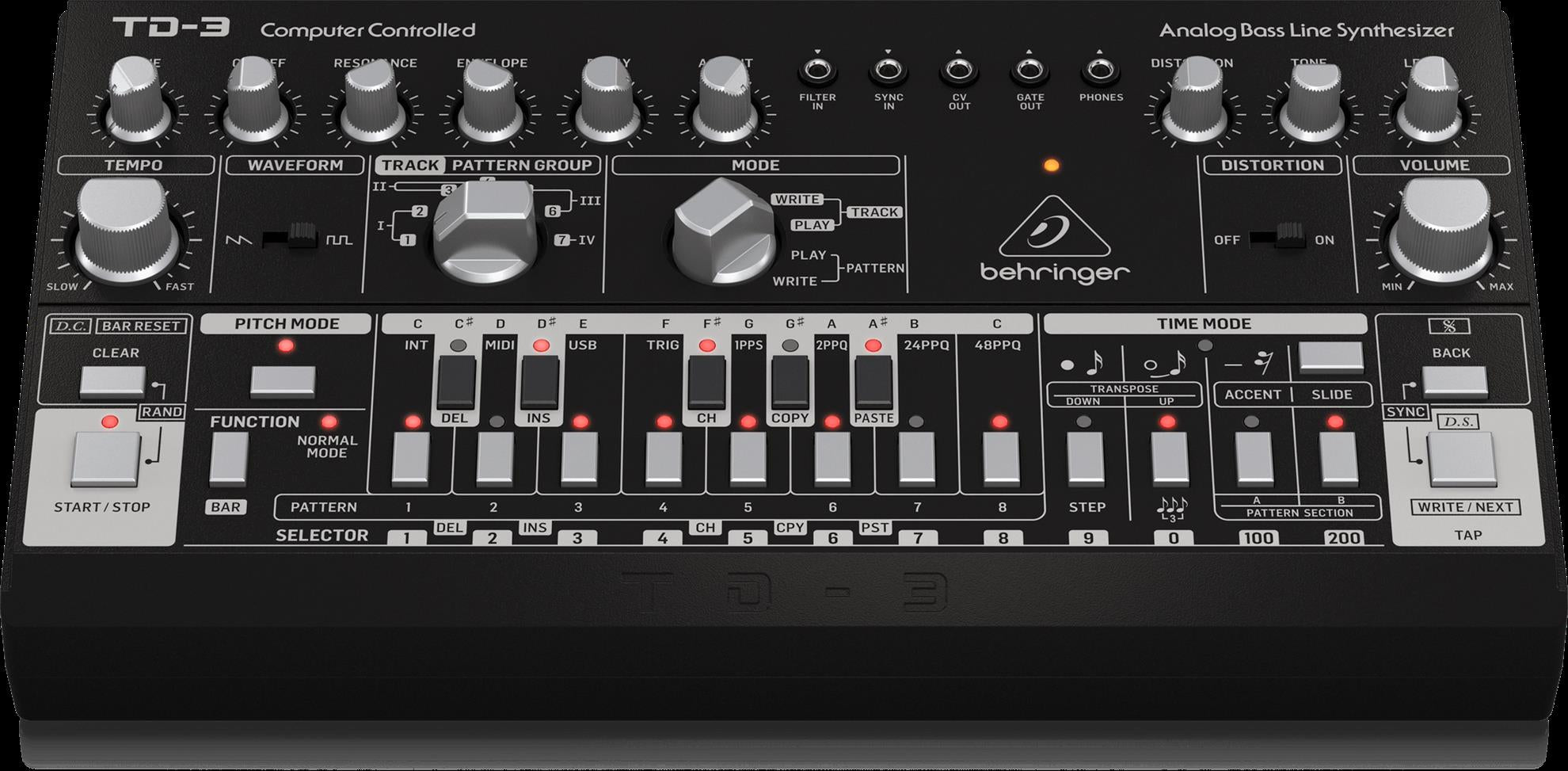 Behringer TD3-BK Analog Bass Line Synthesizer in Black