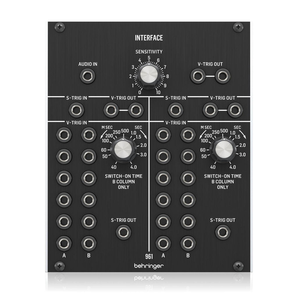 Behringer 961 Interface Module for Eurorack, featuring a compact design with input and output jacks for synthesizer connections.