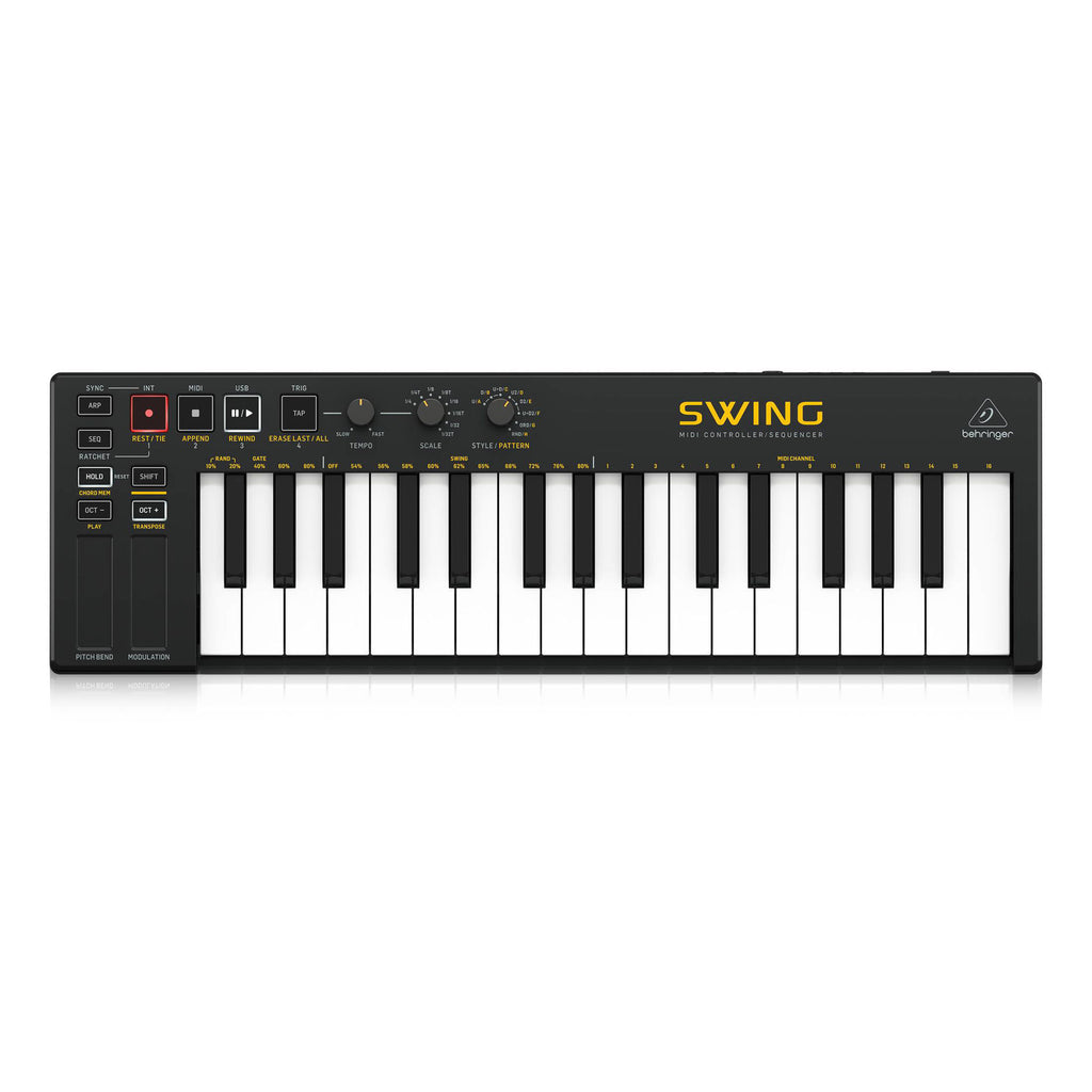 Behringer Swing 32-Key USB Controller Keyboard with compact layout and responsive keys for music production.