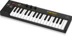 Behringer Swing 32-Key USB Controller Keyboard with 32 keys and various control knobs displayed on a clean background.