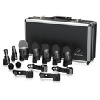 Behringer BC1500 7-piece wired drum mic set with microphones for live drum kit recording and amplification.