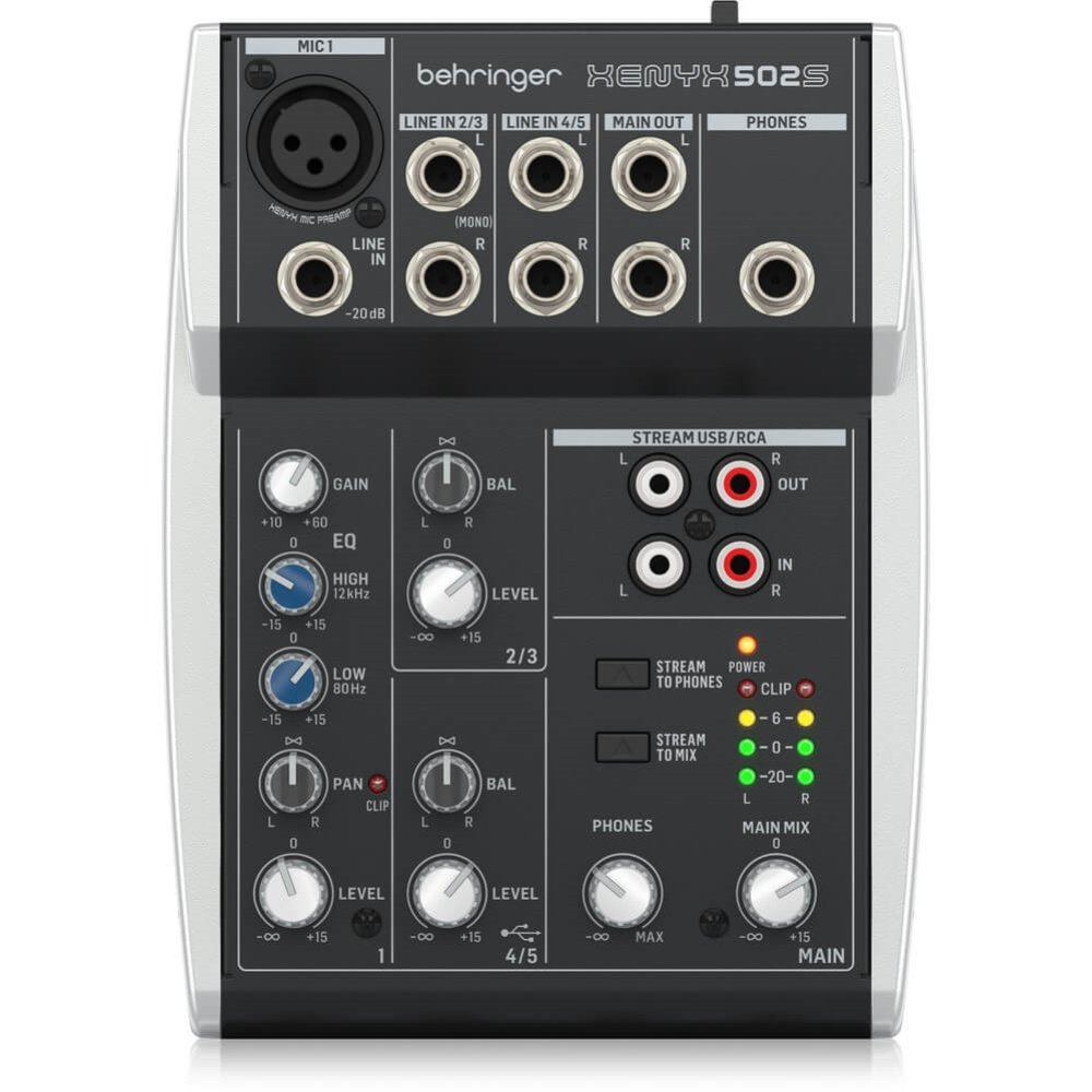 Behringer XENYX 502S Premium Analog 5ch Mixer with USB Streaming Interface