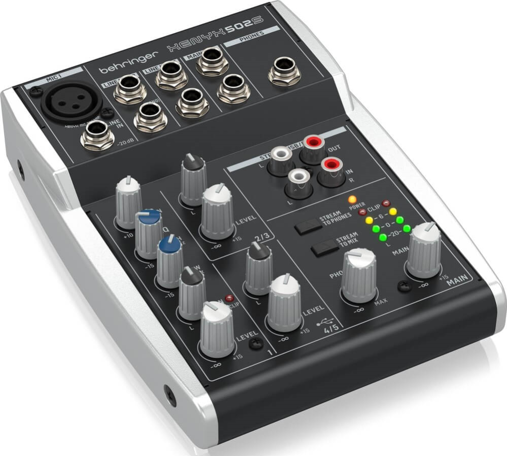Behringer XENYX 502S Premium Analog 5ch Mixer with USB Streaming Interface