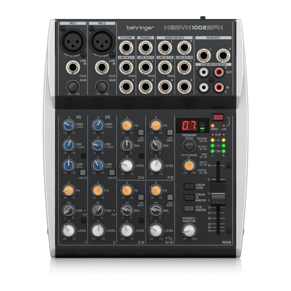 Behringer XENYX 1002SFX 10-Channel Mixer with USB Interface and Effects