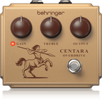 Behringer Centara overdrive effects pedal with control knobs and input/output jacks for guitar tone shaping.