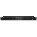 Behringer P24 Hub Stageconnect Hub digital rack mixer with multiple input and output connections displayed on a stage setup.