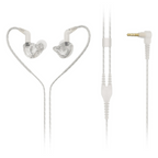 Behringer MO240-CL Pro in-ear studio earphones with clear earbuds and cable, designed for accurate sound monitoring.