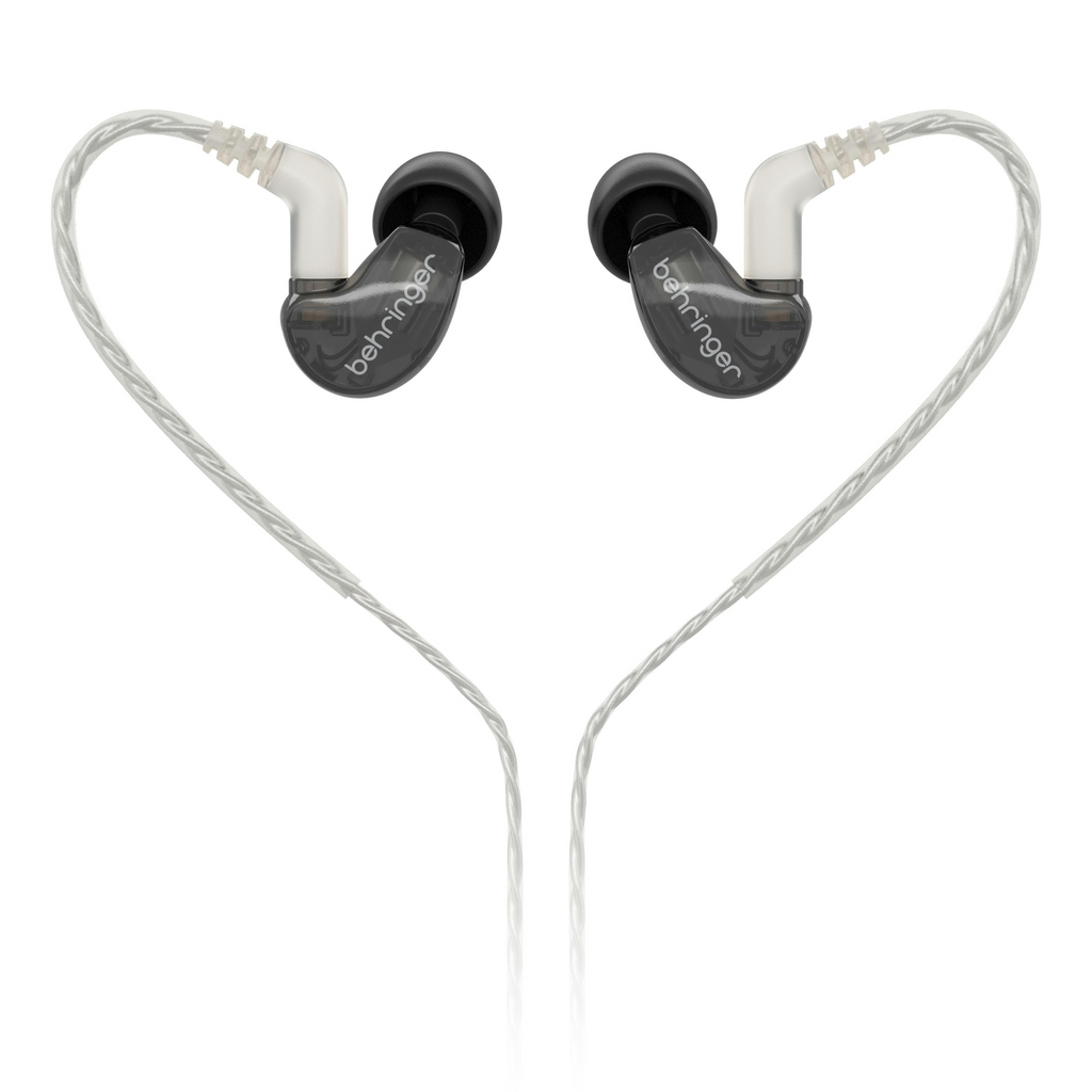 Behringer SD251-CK Pro in-ear studio headphones in black with ergonomic design and inline remote for professional audio monitoring.