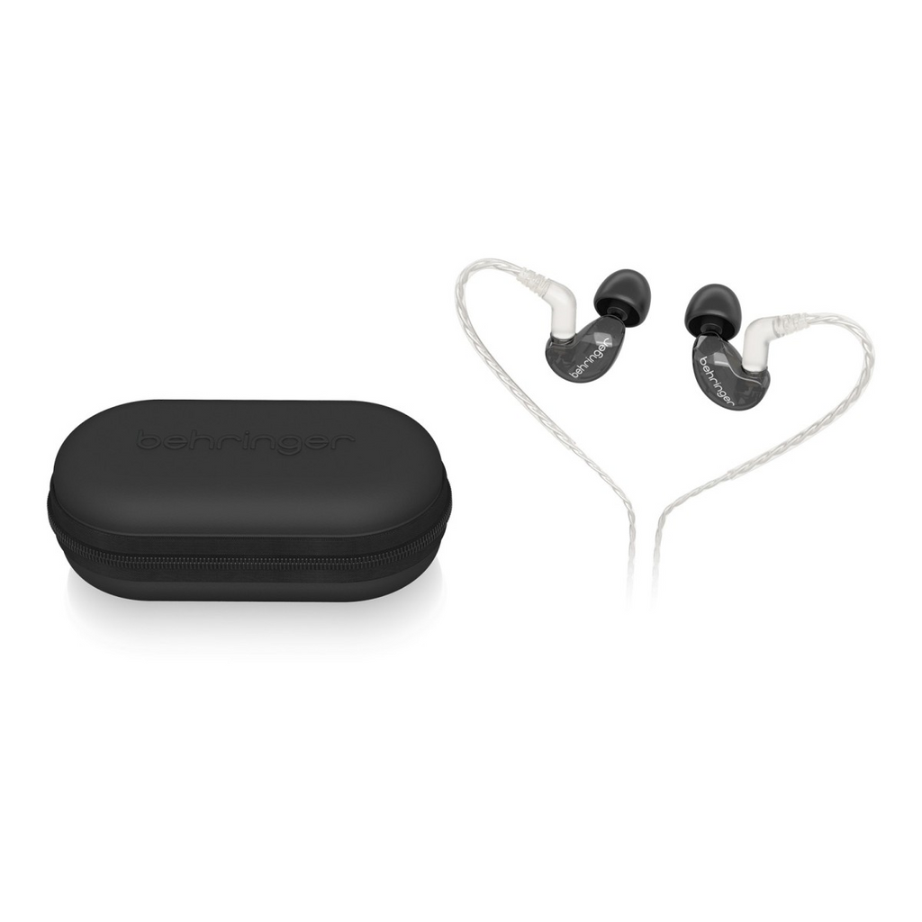 Behringer SD251-CK Pro in-ear studio earphones in black with ergonomic design and custom-fit ear tips.