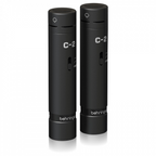 Behringer C2 Dark Edition condenser studio microphones, matched pair with sleek black finish and professional audio quality.
