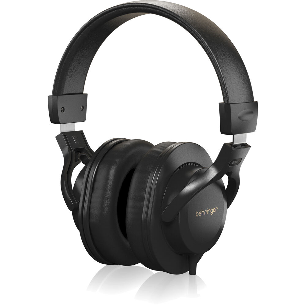 Behringer BH20 closed-back studio headphones with padded ear cups and adjustable headband for comfortable sound monitoring.