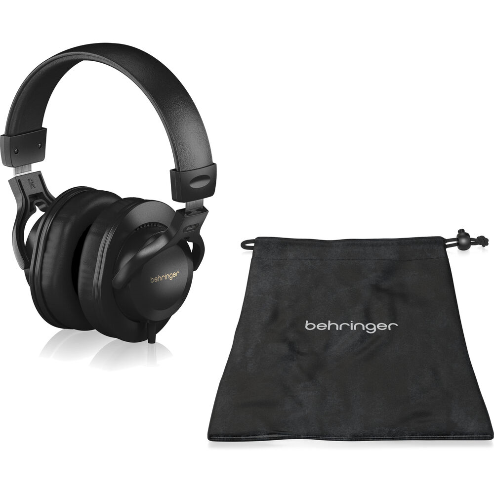 Behringer BH20 closed-back studio headphones with padded ear cups and adjustable headband for comfortable listening.