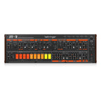 Behringer JT-2 Euro Rack Paraphonic Synthesizer module with multiple control knobs and patch points on a black rack panel.