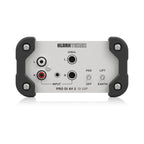 Behringer DI22P Passive Stereo DI Box for live outboard audio, showcasing the compact device with input and output connections.