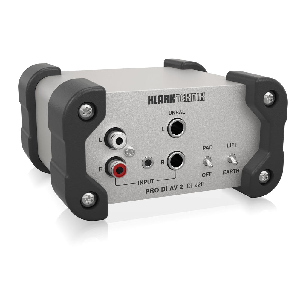 Behringer DI22P passive stereo DI box for live outboard use, with input and output jacks, compact design for audio signal management.
