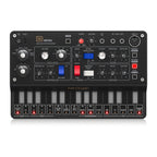 Behringer D Mini portable synthesizer keyboard with vintage-inspired design and compact form factor.