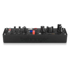 Behringer D Mini portable synthesizer keyboard with vintage-inspired design and control knobs, compact and ideal for music production.