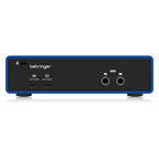 Behringer DICE 2U2 USB audio interface with 2 microphone inputs and 192kHz recording capability, shown on a white background.