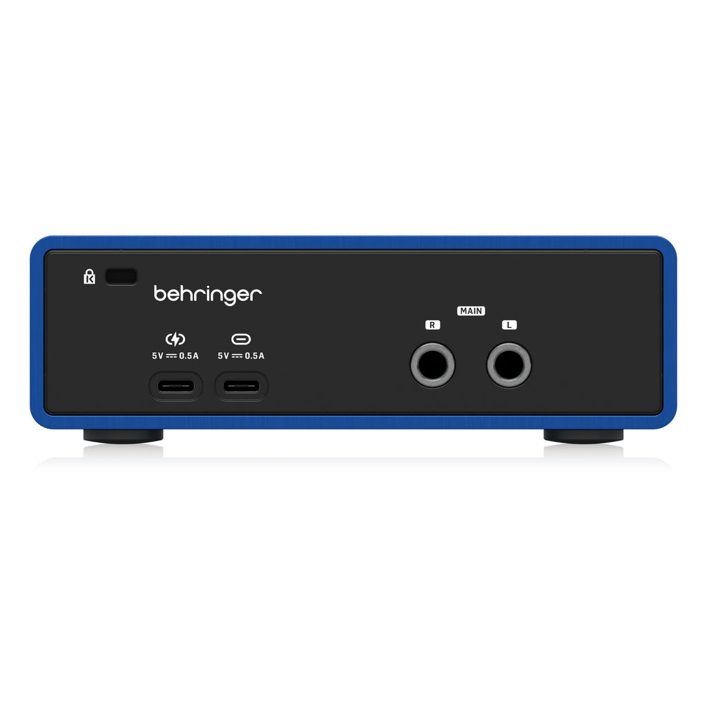 Behringer DICE 1U2 USB audio interface with microphone input, compact design, and 192kHz high-resolution audio recording capability.