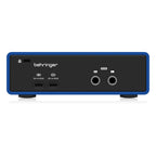 Behringer DICE 1U2 USB audio interface with microphone input, compact design, and 192kHz high-resolution audio recording capability.