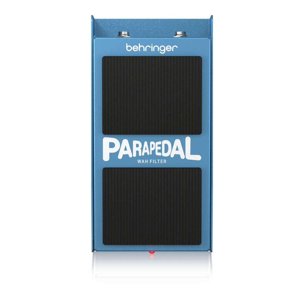 Behringer Parapedal wah filter effects pedal with control knob and input/output jacks, ideal for guitar effects.