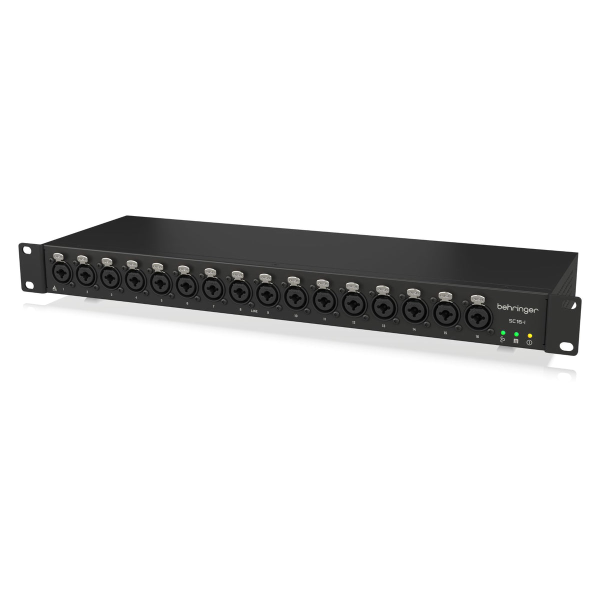 Behringer SC16-I StageConnect 16-input live outboard interface with multiple input ports and control knobs.