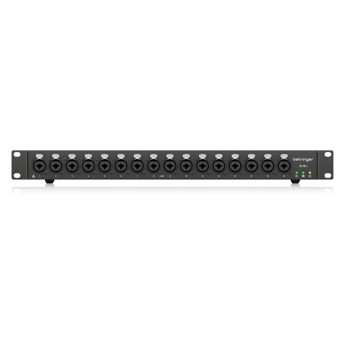 Behringer SC16-I StageConnect 16-input live outboard interface with multiple input ports and control knobs.