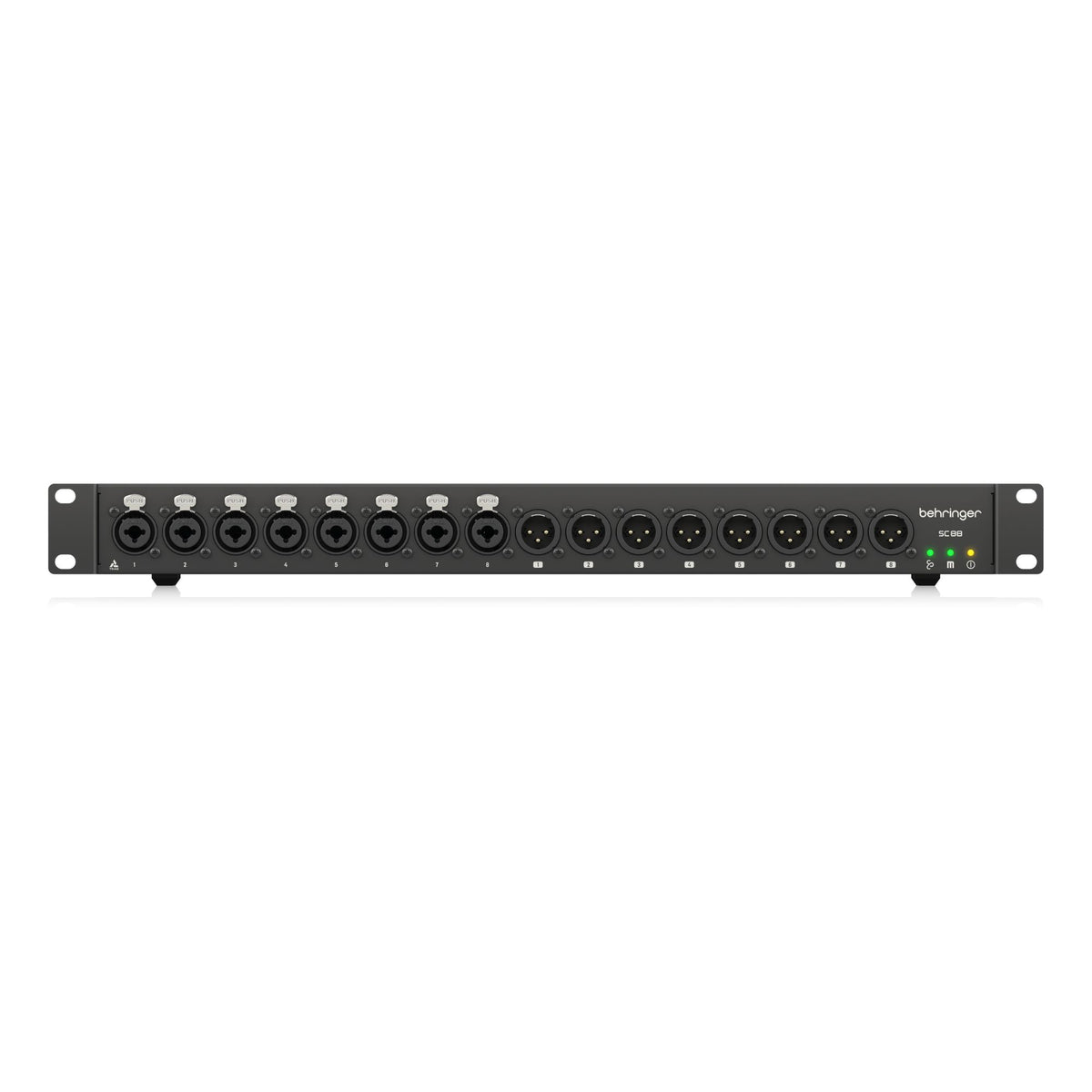 Behringer SC88 StageConnect 8-In 8-Out live outboard audio interface with multiple input and output ports.